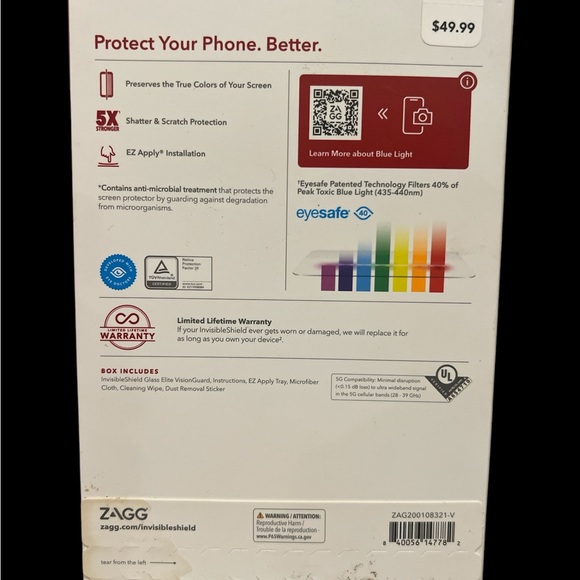 ZAGG | GLASS ELITE VISIONGUARD SCREEN PROTECTOR FOR IPHONE 13 PRO MAX 5G COMP. - Picture 3 of 3